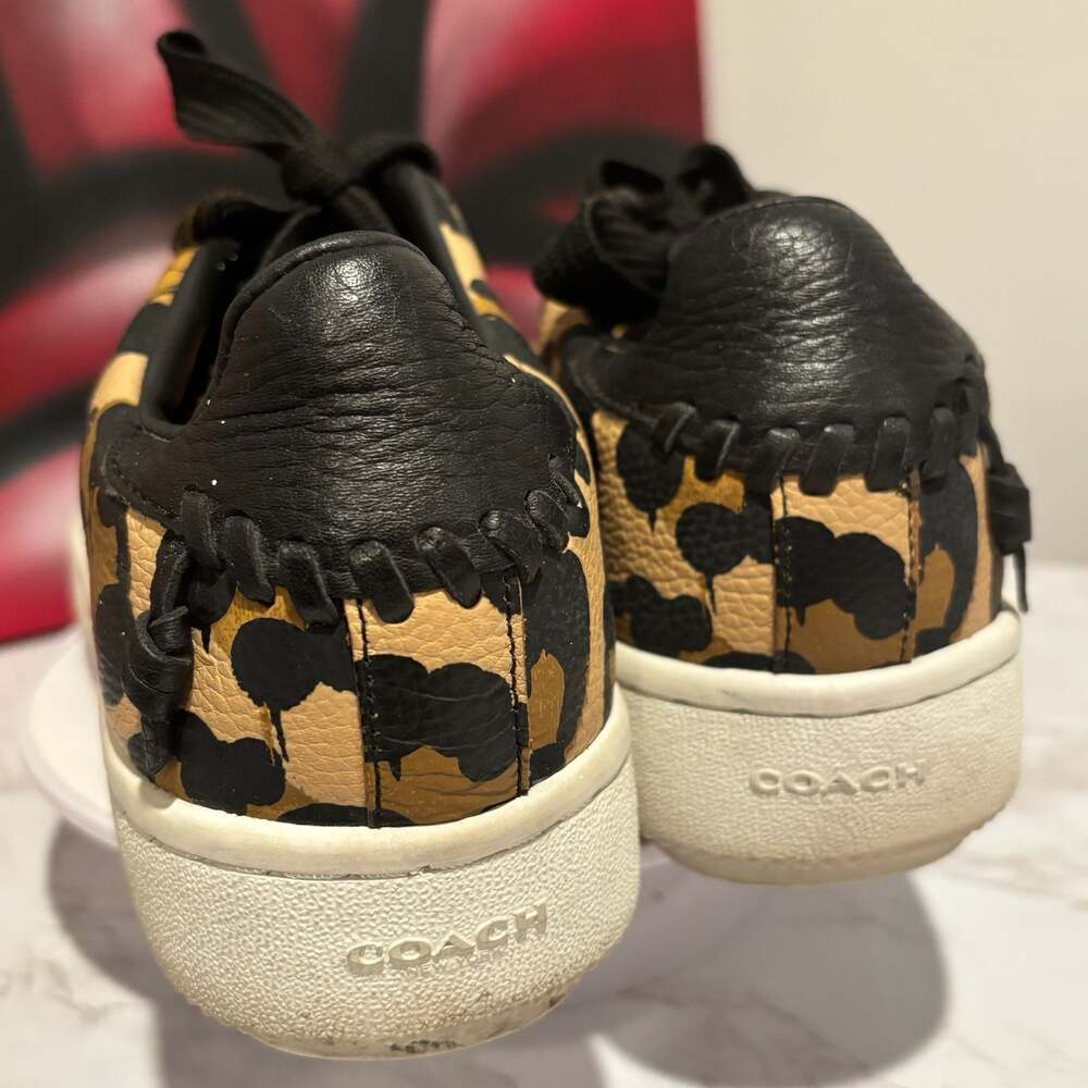 Coach High Line Wild Beast Leopard Print Pebble Leather Low Top Sneakers Sz 8.5 - Picture 10 of 14